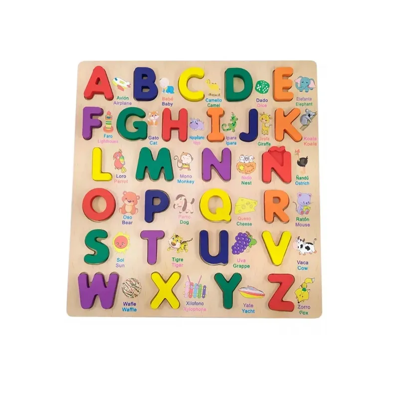 GENERICO - Juego Didactico para Niños de Abecedario Madera Mayusculas