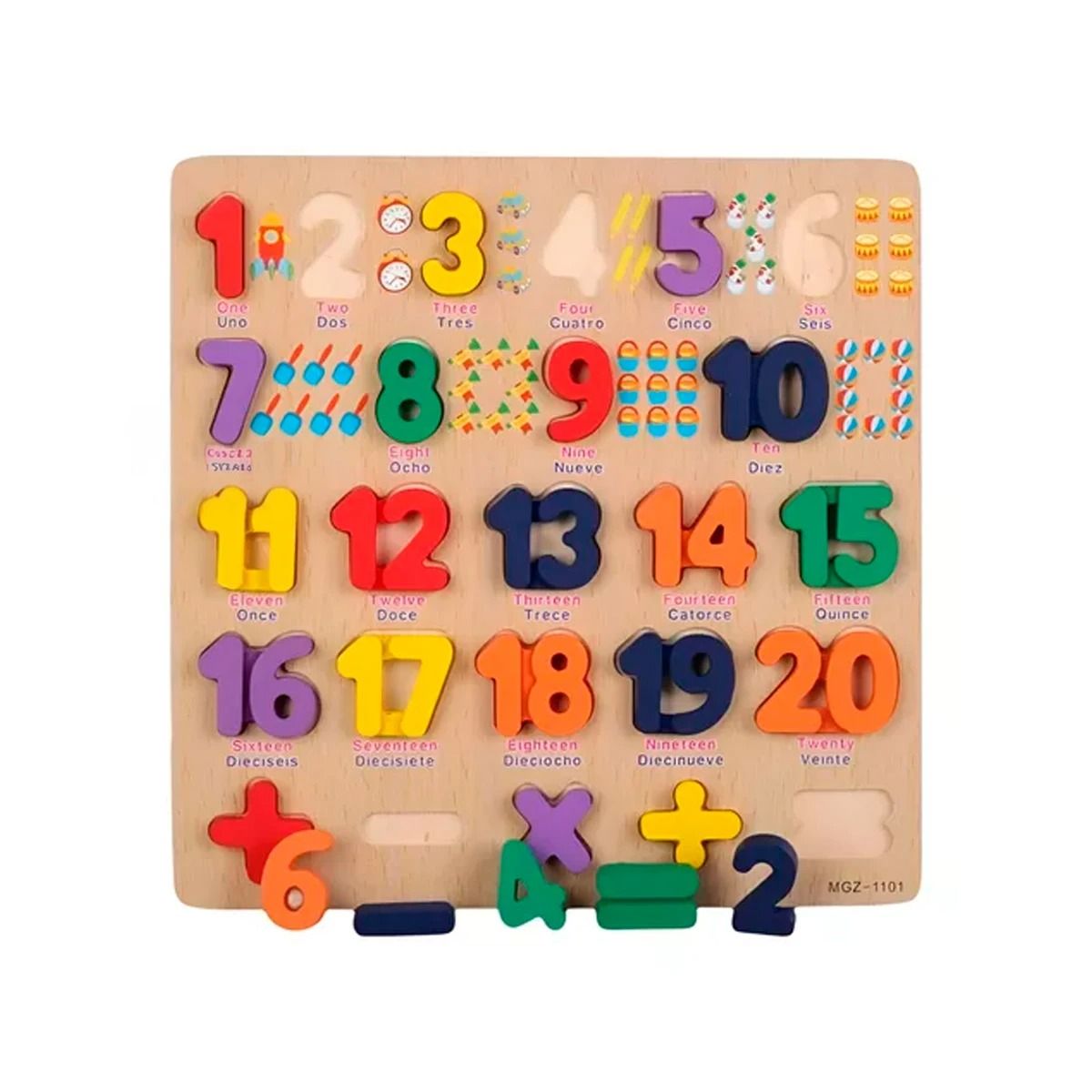 GENERICO - Juego Didactico de Niños Encajable 1 al 20 Numeros