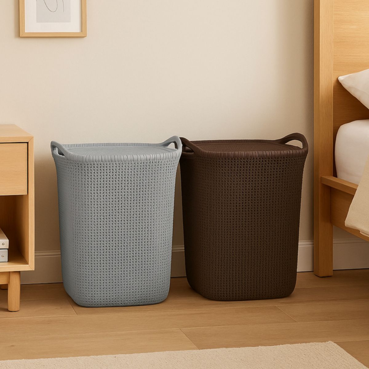 REYPLAST - Cestos De Ropa - Tacho de ropa 60L Reyplast MARRÓN Y GRIS - Pack de 2 und