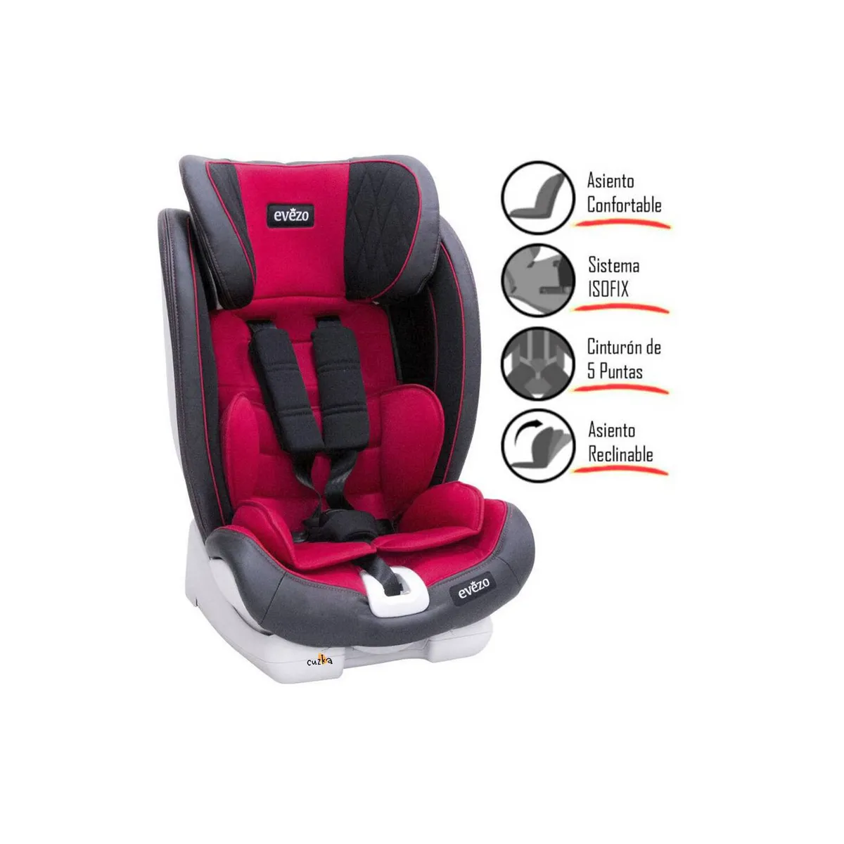 EVEZO - Silla Para Auto con Isofix para Bebes »SEFOR» Red