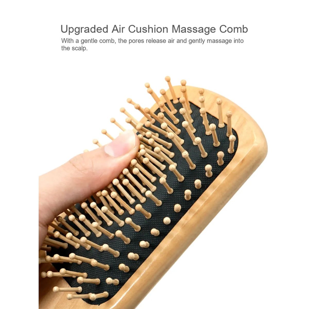 GENERICO - COMBO PEINE DE MADERA GRANDE ANTIFRIZZ CON LIMPIADOR DE BROCHAS BEIGE