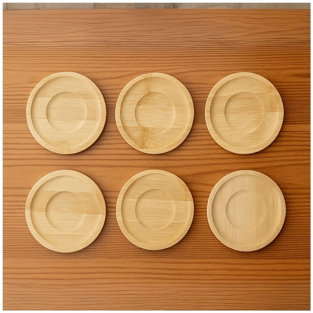 GENERICO - Porta Vasos Posa Vasos Bambú Set x6