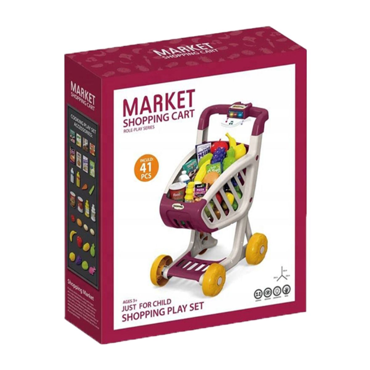 GENERICO - Carrito de Supermercado Musical para Niños Guinda