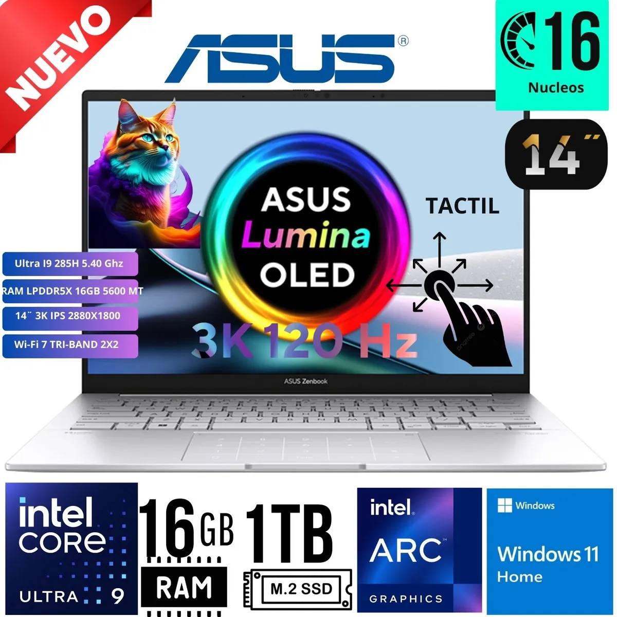 ASUS - LAPTOP ASUS TP3402VA-LZ496 14 FHD Tactil Core i9 13900H RAM 16GB SSD 1TB W11 Home