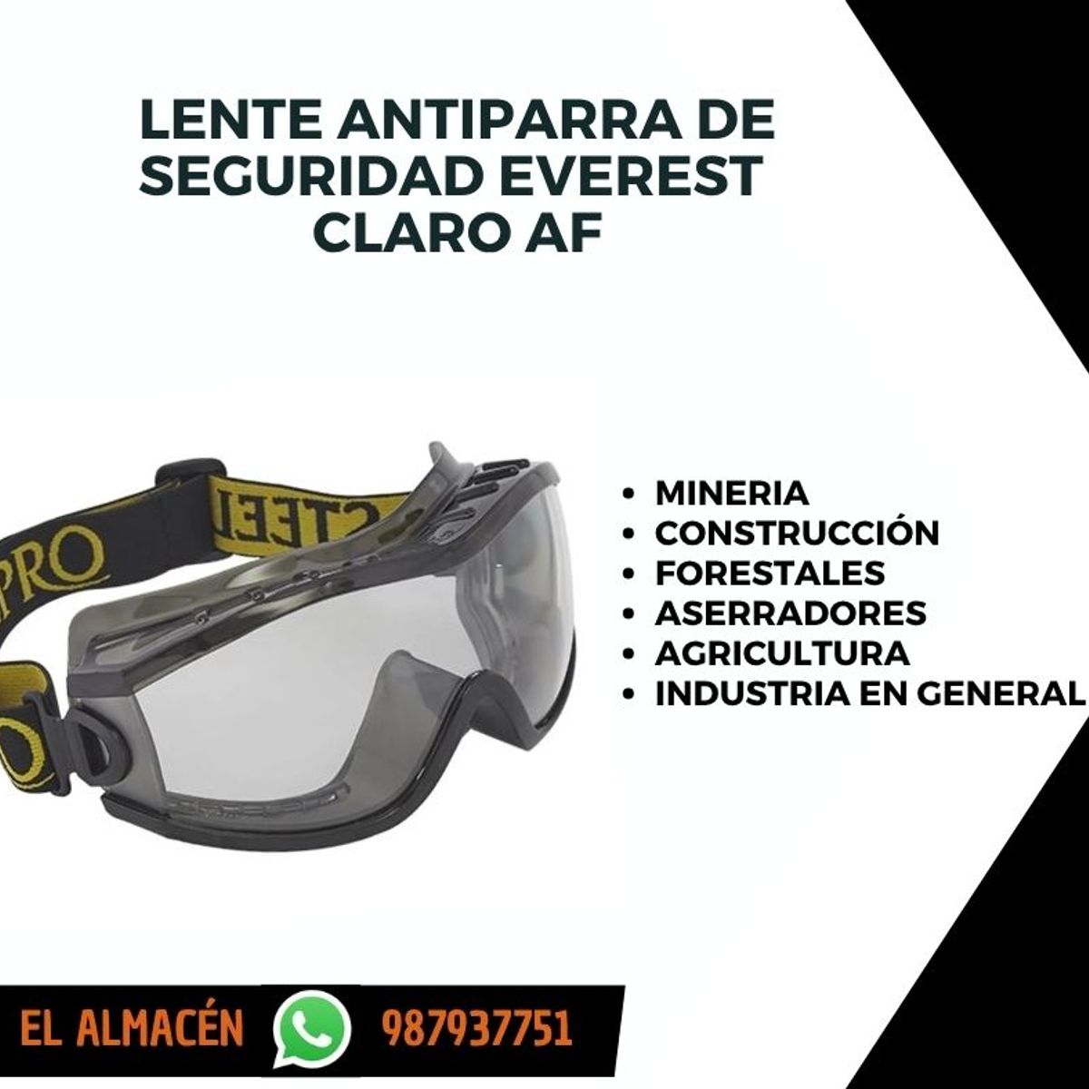 STEEL PRO - ANTIPARRAS DE SEGURIDAD EVEREST CLARO AF