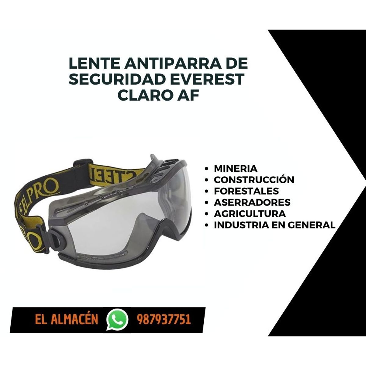 STEEL PRO - ANTIPARRAS DE SEGURIDAD EVEREST CLARO AF