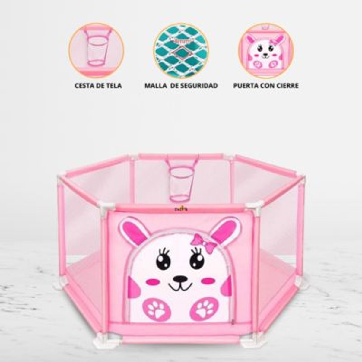 CUZKA - Corral Desarmable con Pelotas para Niños «fFENCE» Pink