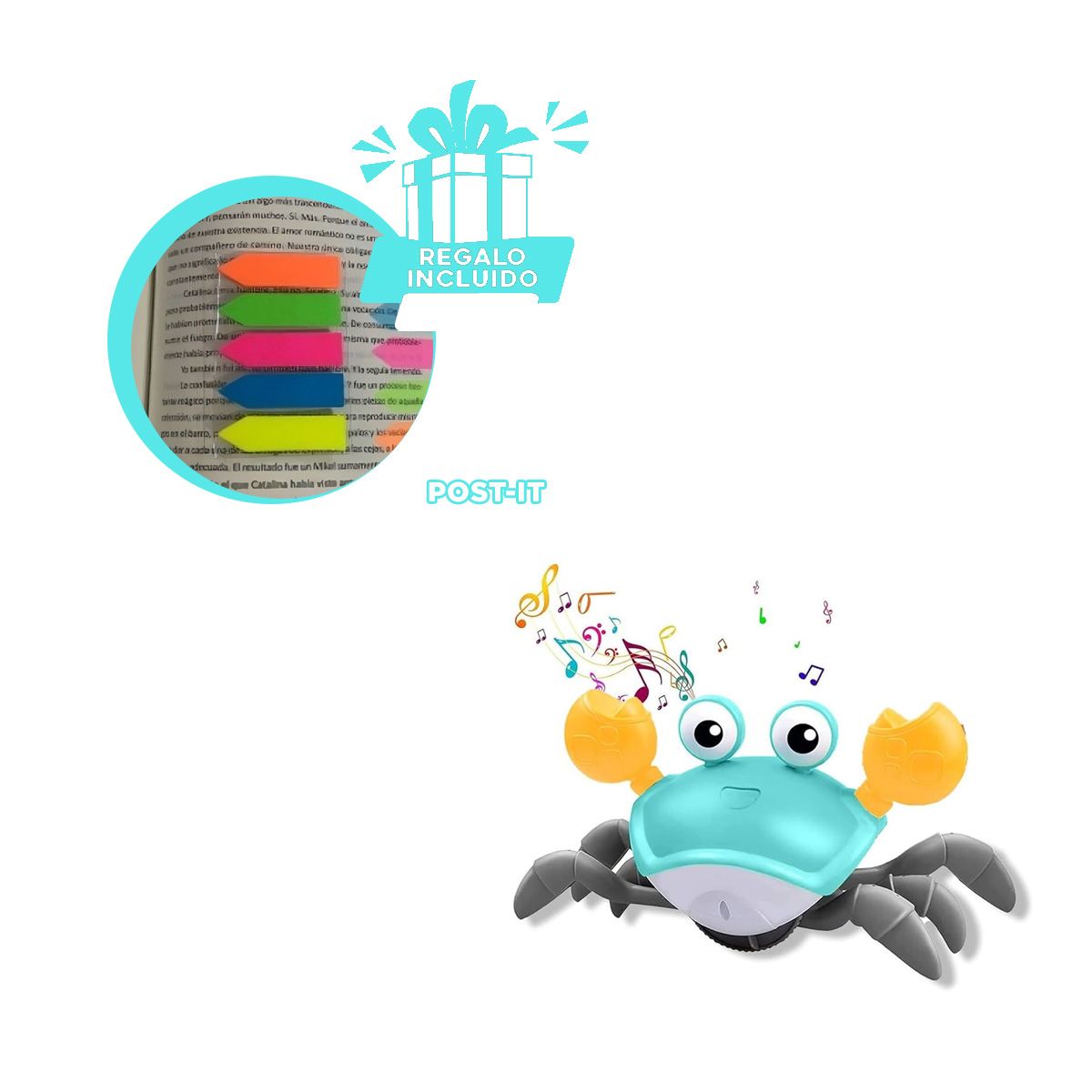 GENERICO - Pack6 Cangrejo Bailarin en Celeste Y+Banderitas Adhesivas