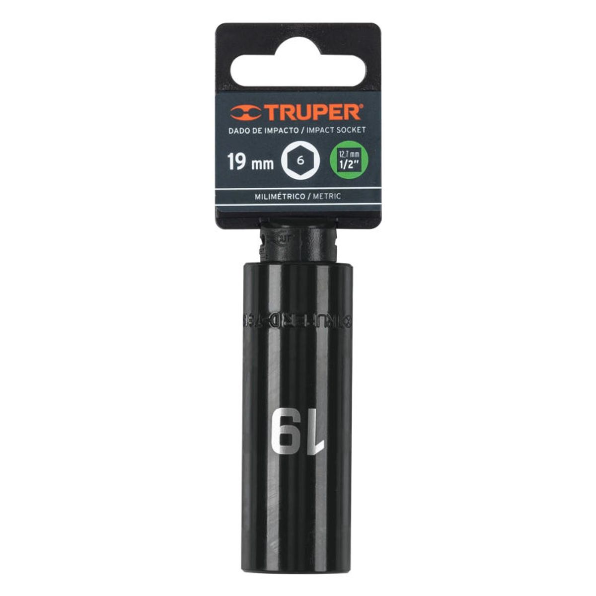 Truper - Dado largo cuadro 12 de impacto 6 puntas de 19 mm Truper - 12431