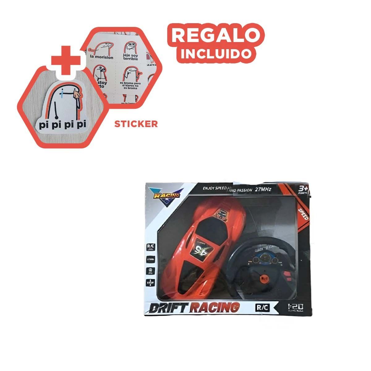 GENERICO - Carro Resistente para Diversion en Rojo Y+Regalo Stickers