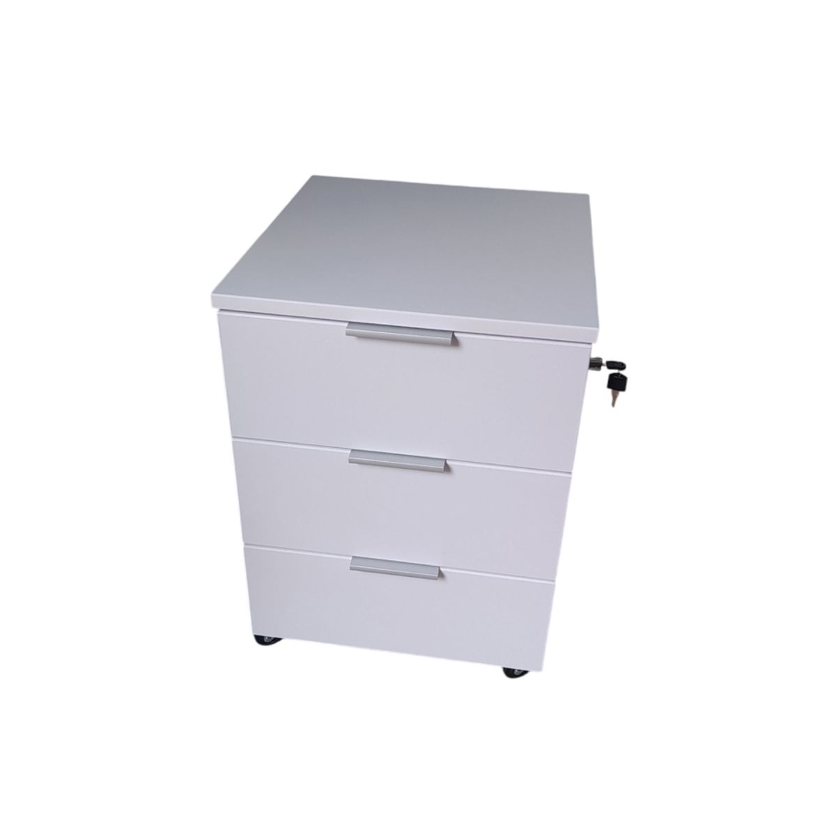 GENERICO - Cajonera De 3 Cajones Con Ruedas Y Chapa Blanco