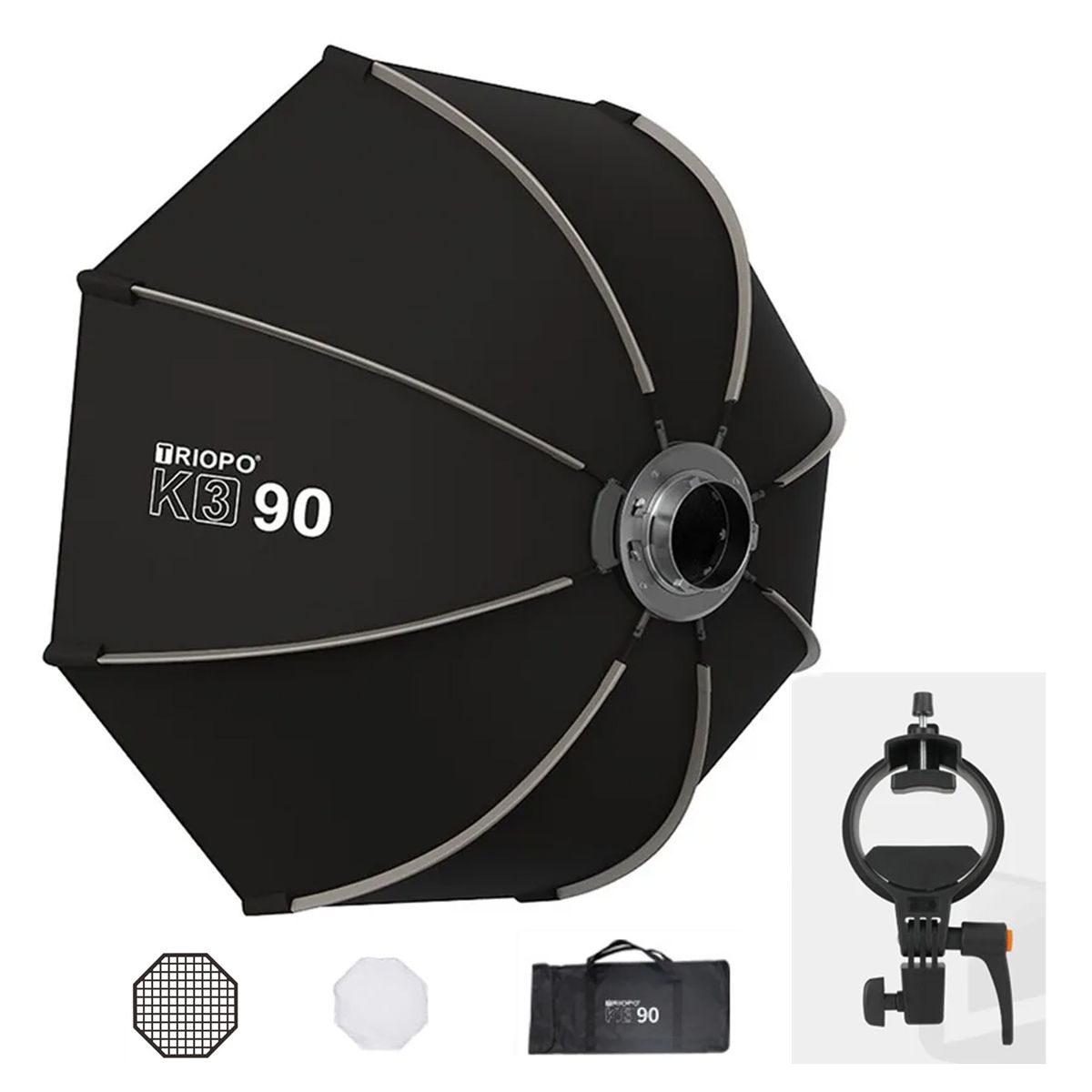 GENERICO - Triopo 90cm Plegable Softbox Octogonal Speedlight Bracket grid