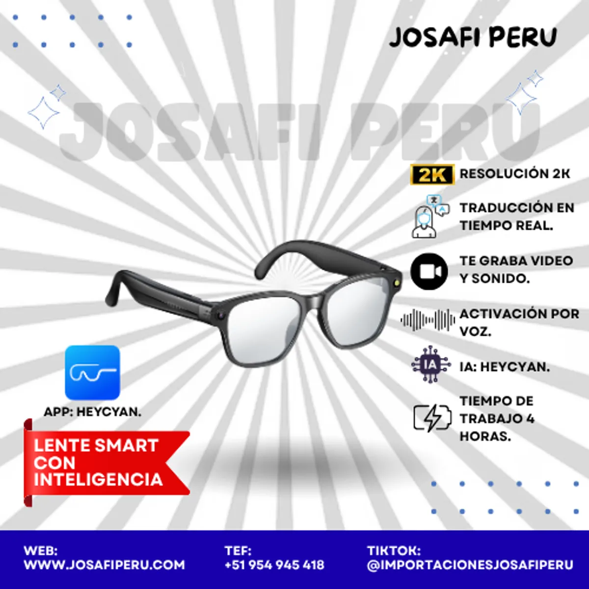 GENERICO - Lente Smart con Inteligencia Artificial Voz de Comando y Respuestas