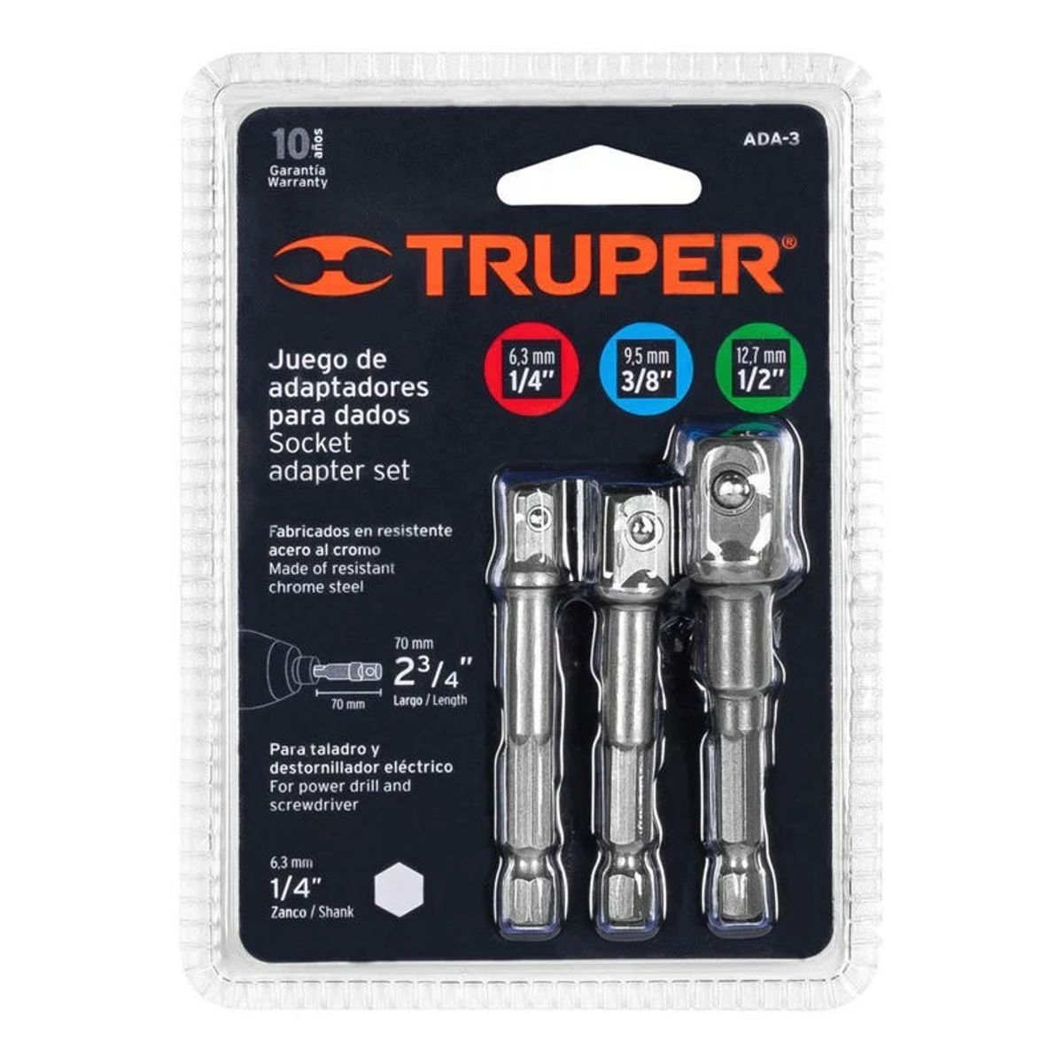 TRUPER - Juego De Adaptadores Para Dados 14 38 12puLG Truper