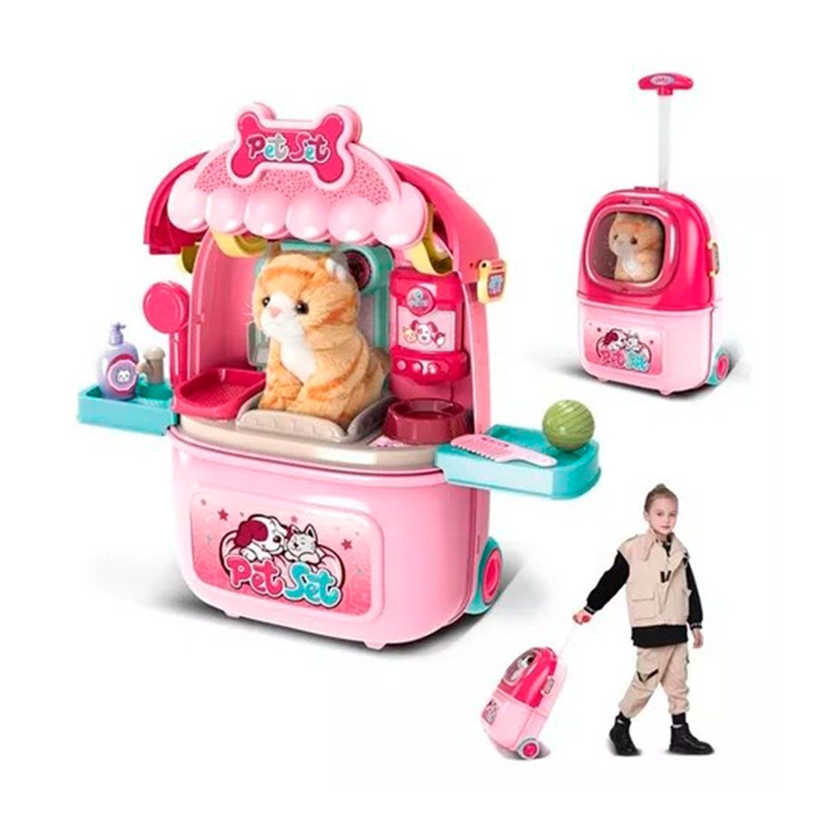 GENERICO - Pack6 Juguete de Maleta Transportadora para Niños en Rosado