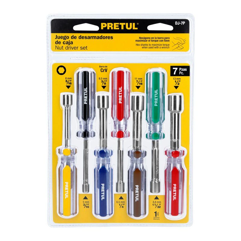 PRETUL - Juego de 7 desarmadores tipo dado mango de PVC Pretul - 21420