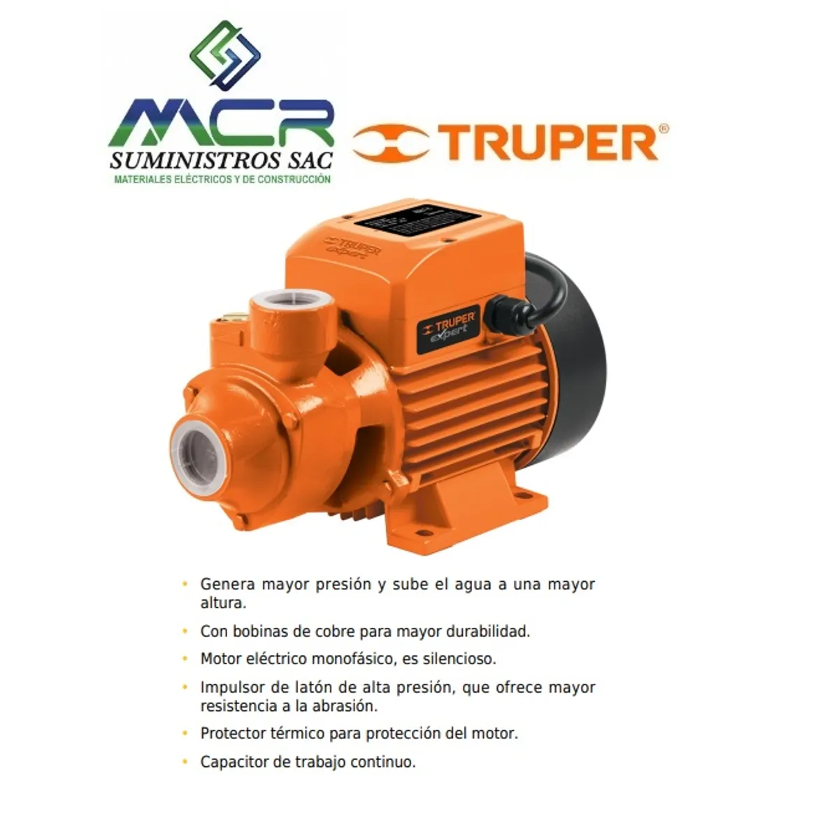TRUPER - Bomba periférica 1 /2HP 220V60Hz uso agrícola EXPERT TRUPER