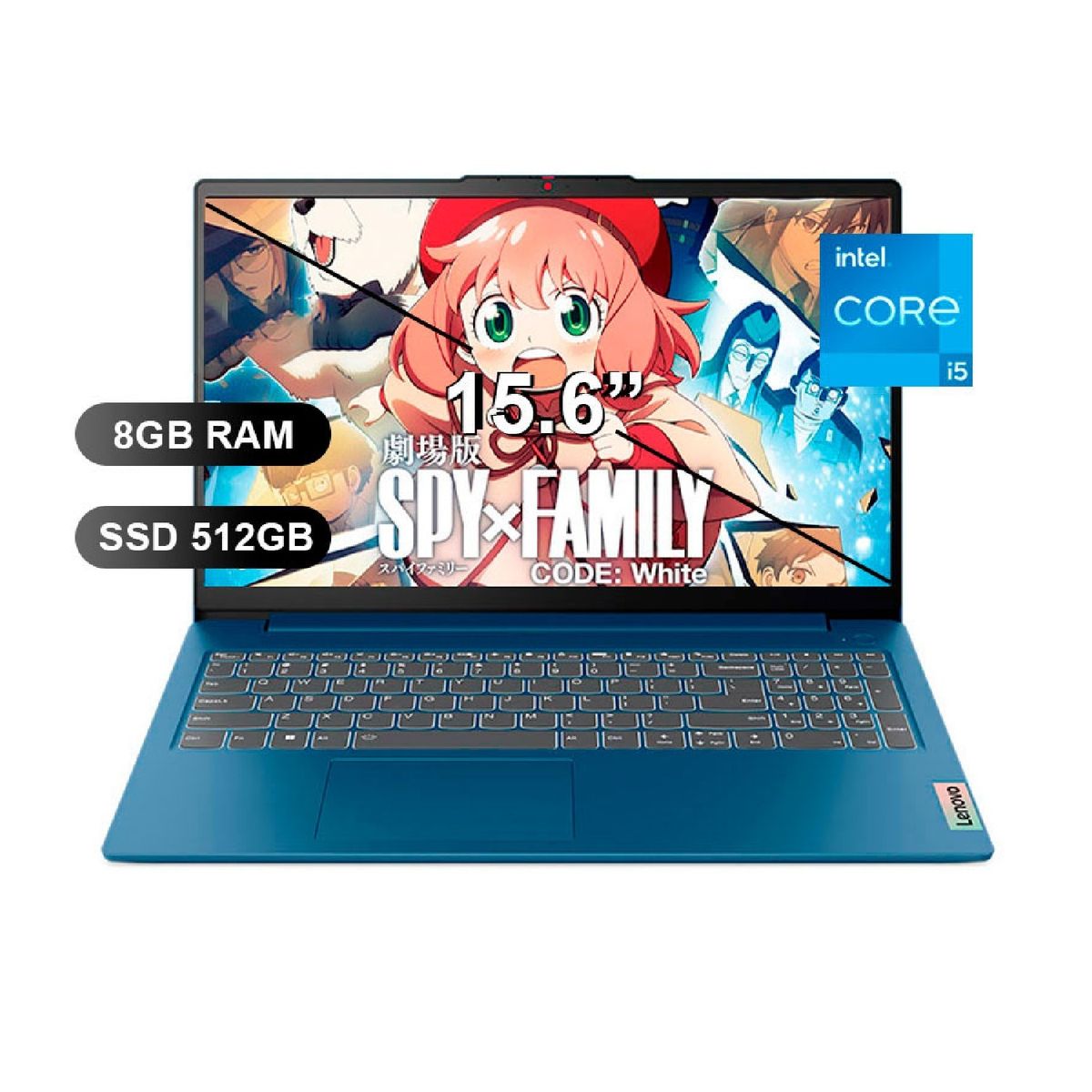 LENOVO - Laptop Lenovo IdeaPad Slim 3 15IAH8, 15.6" FHD, 8GB DDR5, SSD 512GB, Free DOS Español, Azul cielo