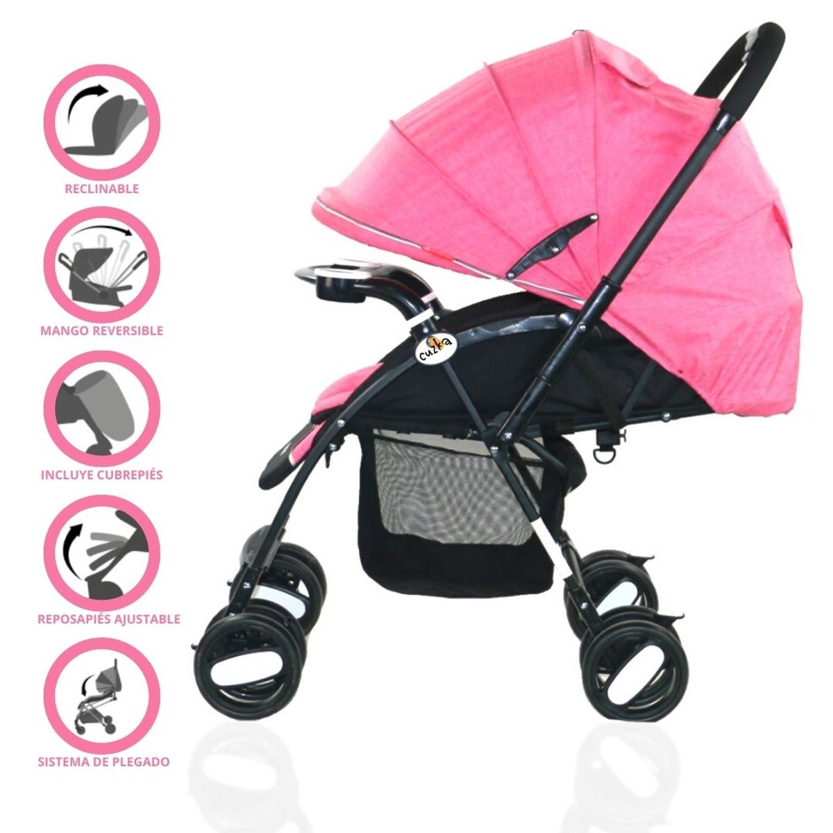 POWER KIDS - Coche Cuna para Bebé «SMART» Pink