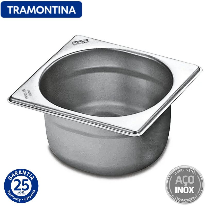 TRAMONTINA - Bandeja Ac.Gastronom 1.52 Lt 1/6 100Mm Sin Asa-tramontina