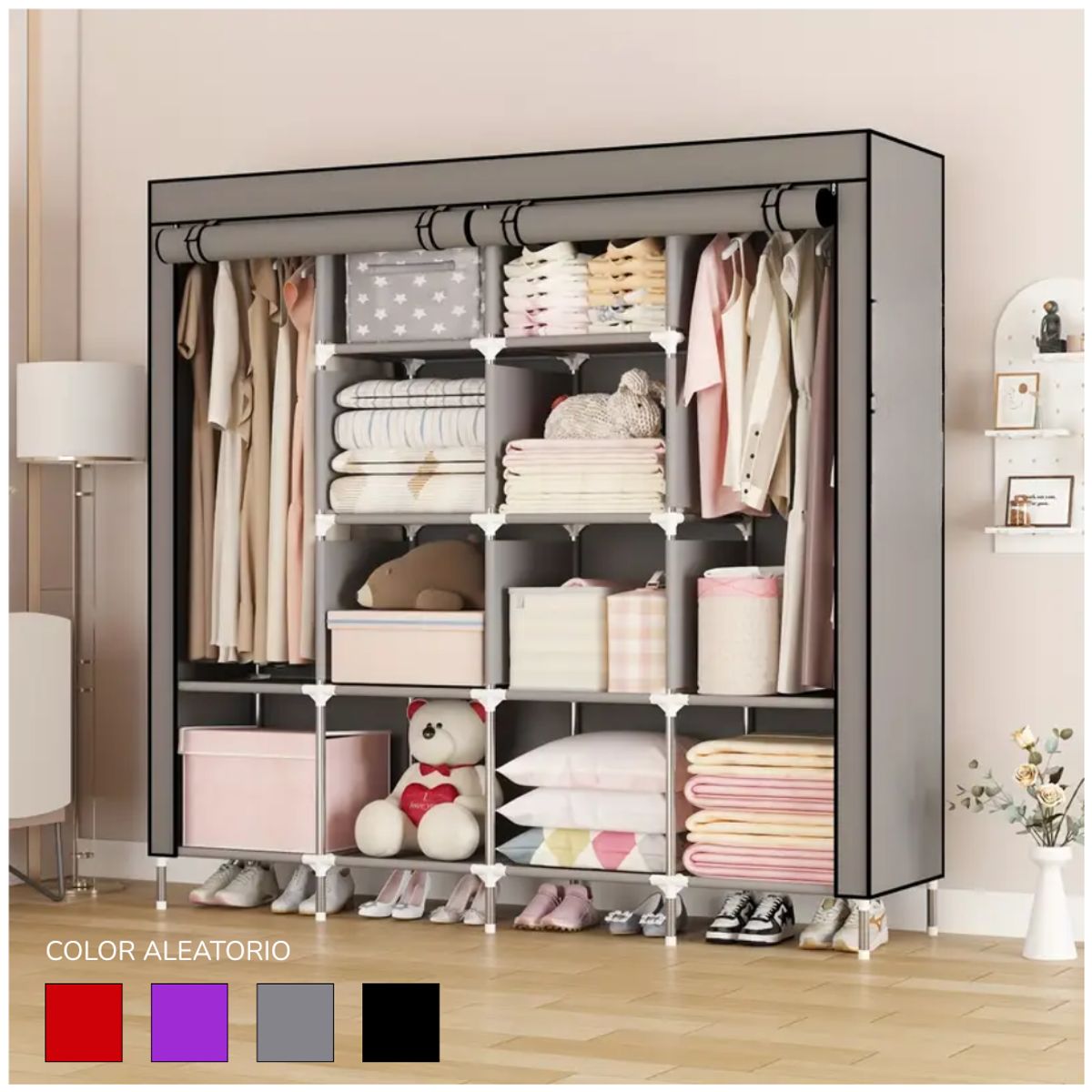 INSPIRA MARKET - Ropero armable de 4 cuerpos de tela color variado