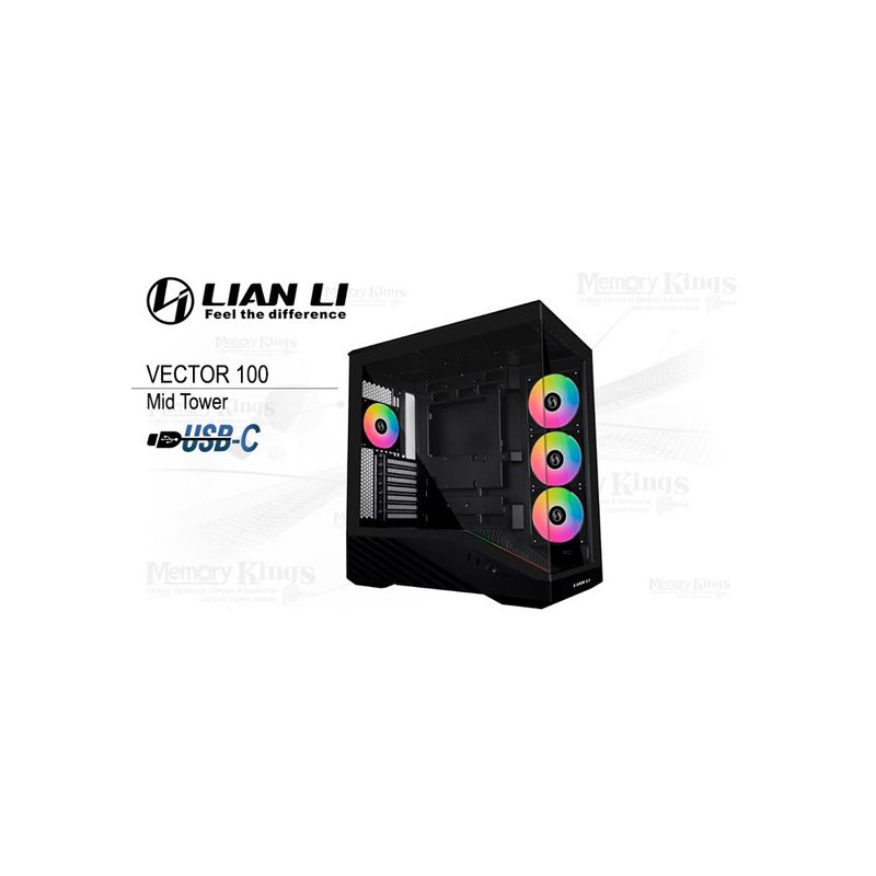 GENERICO - Caja Mid Tower Lian Li Vector 100 Con 4 Ventiladores Argb En Negro - E