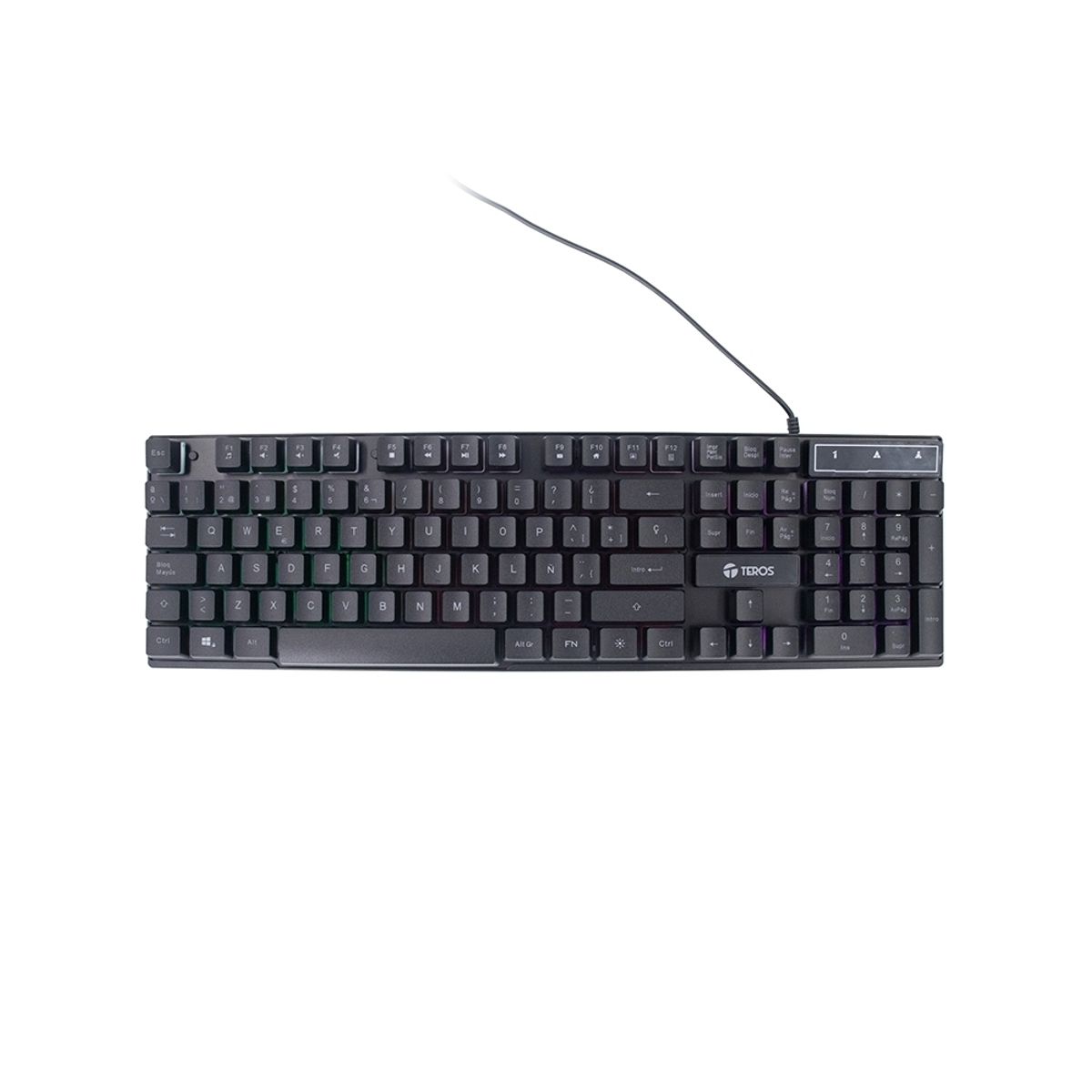TEROS - Teclado Gamer Teros Te-4072G Rgb Usb Negro - Ilumina Tu Juego Con Estilo Y Precisión
