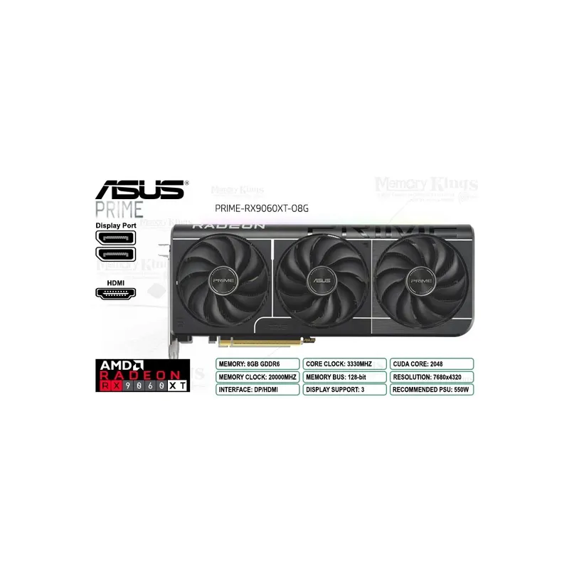 GENERICO - Asus Radeon Rx 9060 Xt 8Gb 128-Bit - Tarjeta Gráfica De Alto Rendimien