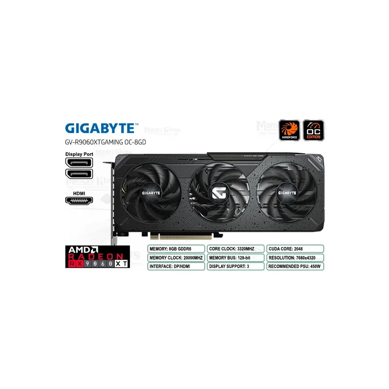 GENERICO - Radeon Rx 9060 Xt 8Gb 128 Bit - Tarjeta Gráfica Gigabyte Gaming Oc Par
