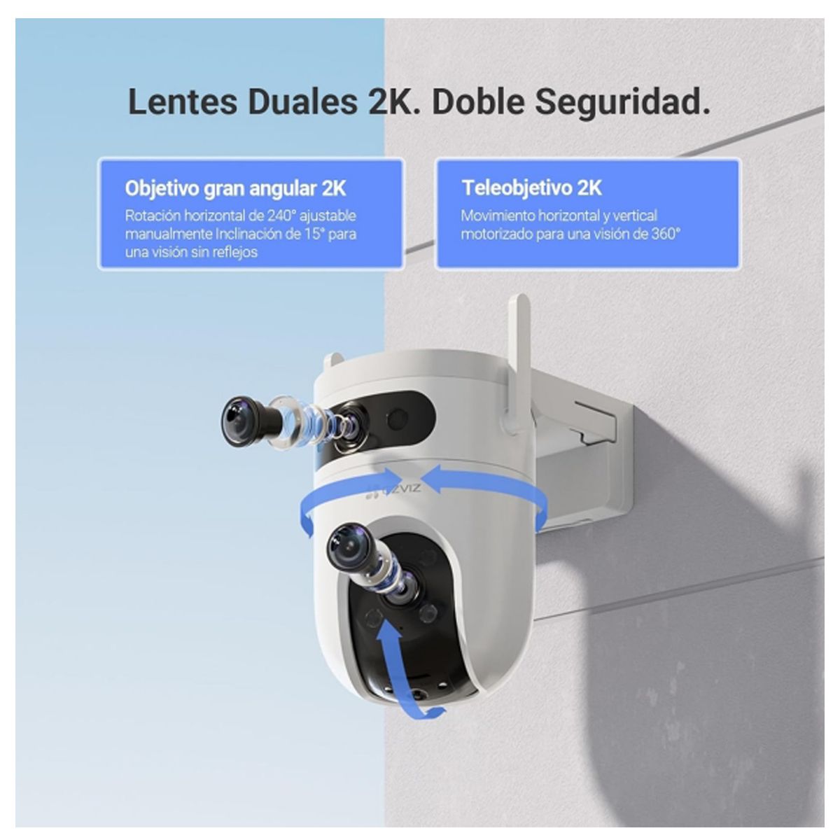 Ezviz - Cámara de Seguridad Ezviz H9C para Exteriores Doble lente 2K 3MP