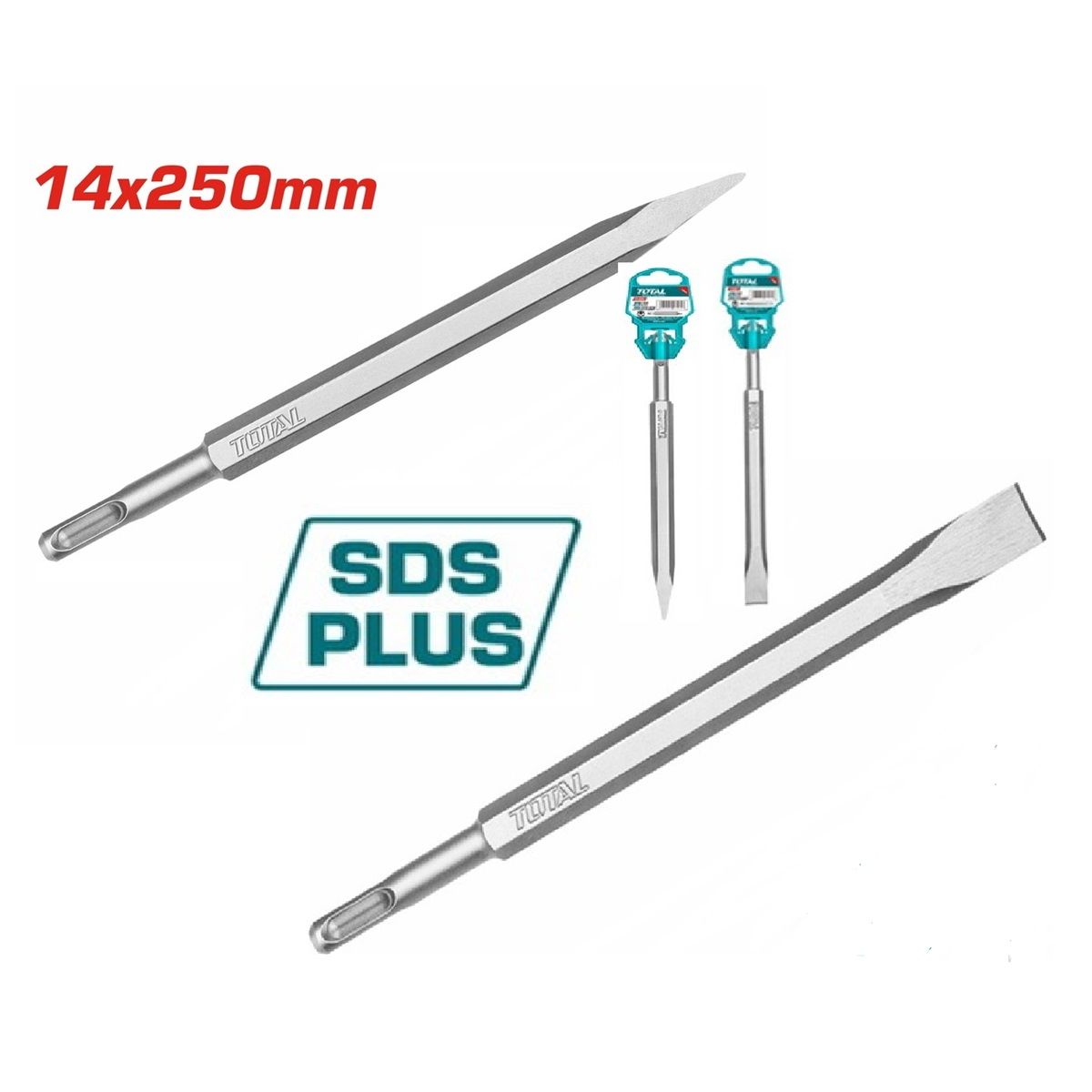 TOTAL TOOLS - CINCEL SDS PLUS PUNTA Y PLANO 14X250MM TOTAL
