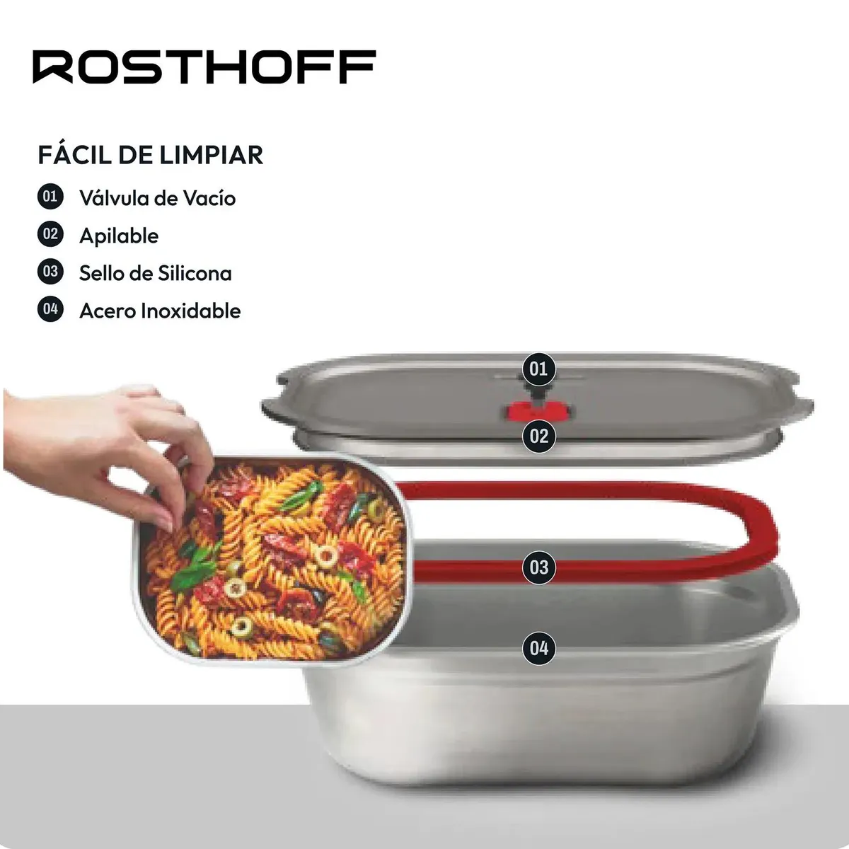 ROSTHOFF - Set x2 Contenedores Acero 550 ml- Rosthoff