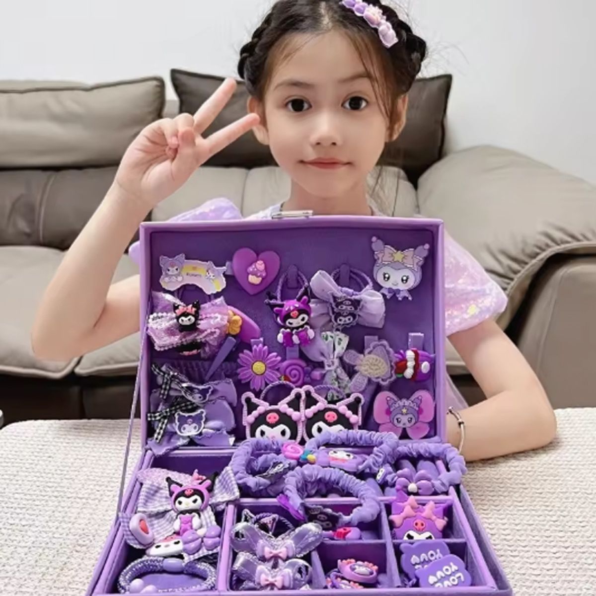 OVOTOUMI - Set 41 Kuromi Accesorios Cabello Con Horquillas Y Diademas Para Dama