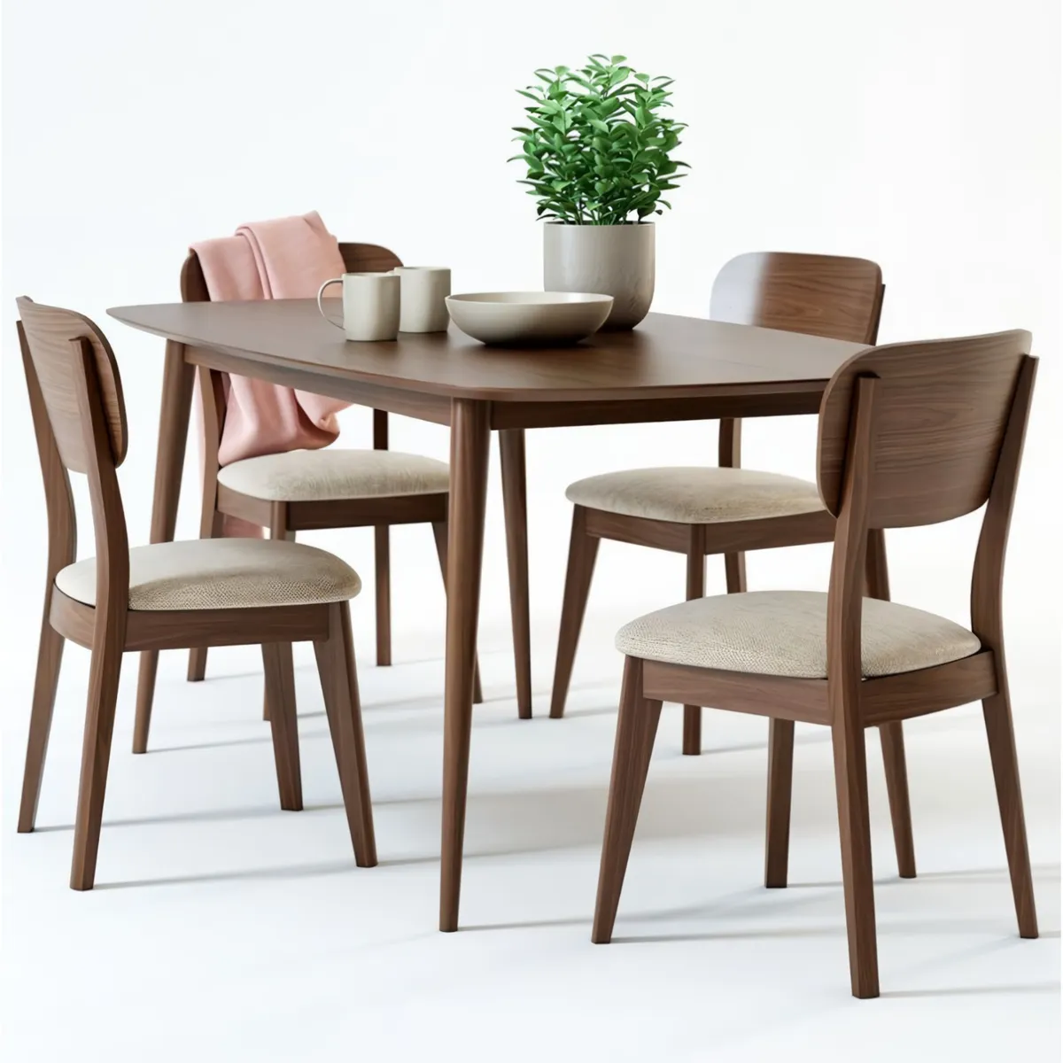 STIL NOVO - JUEGO DE COMEDOR 4 SILLAS ORIANA BEIGE CLARO