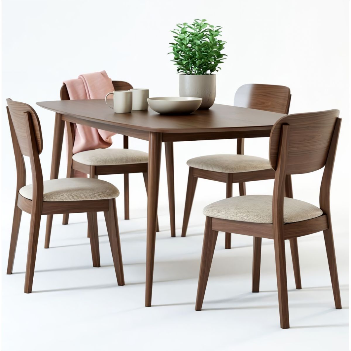 STIL NOVO - JUEGO DE COMEDOR 4 SILLAS ORIANA BEIGE CLARO