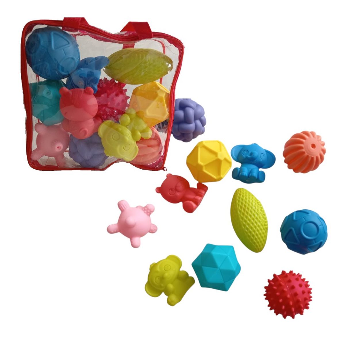 GENERICO - SET DE 11 PELOTAS SENSORIALES TEXTURADAS PARA BEBÉS