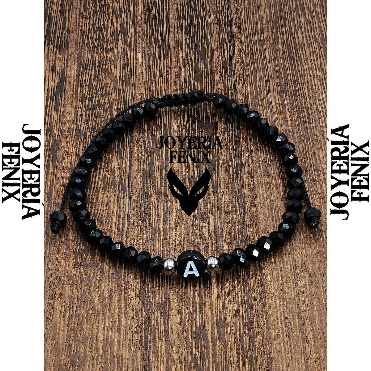 JOYERIA FENIX - Pulsera Letra Inicial - Negro