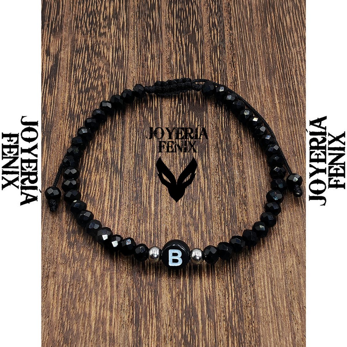 JOYERIA FENIX - Pulsera Letra Inicial - Negro