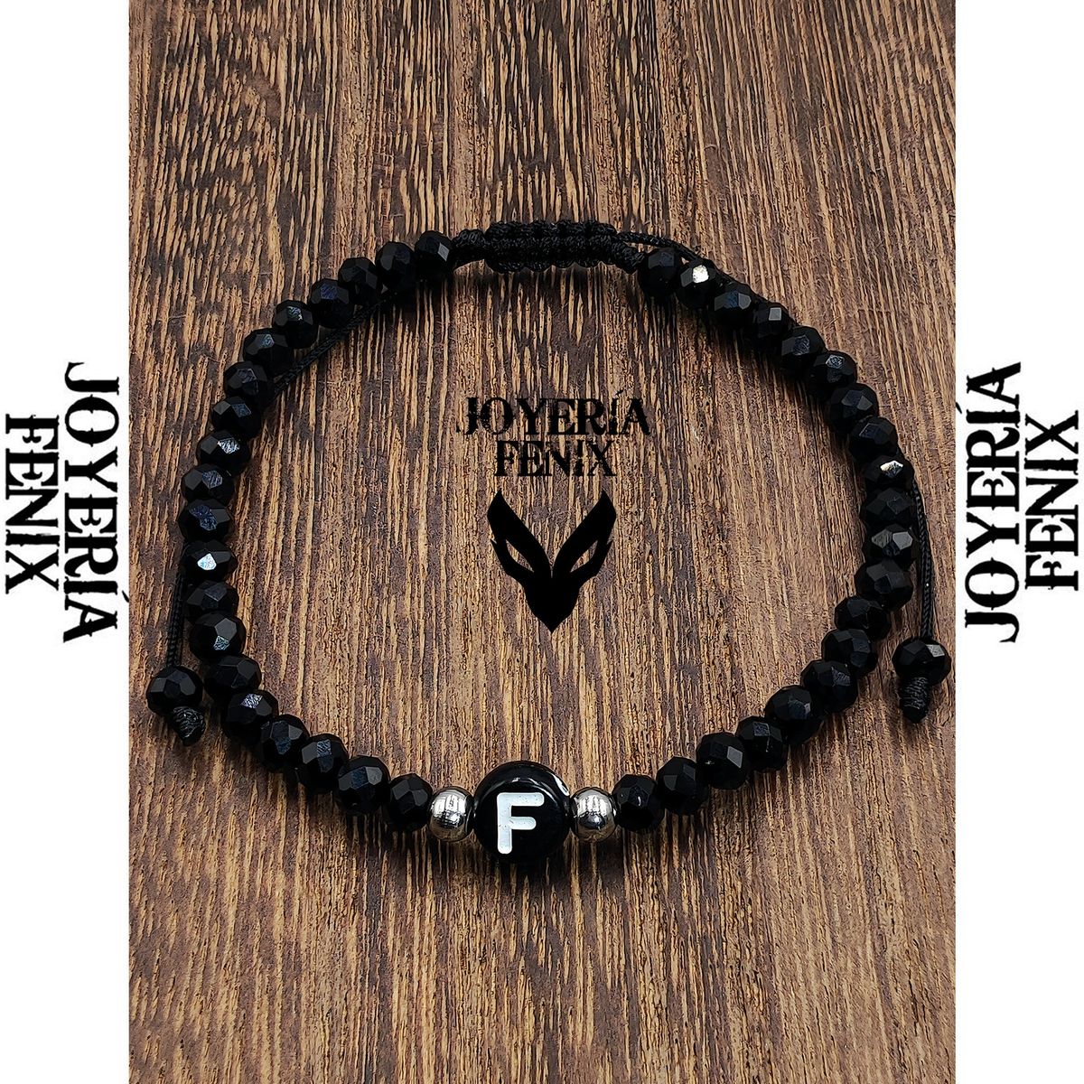 JOYERIA FENIX - Pulsera Letra Inicial - Negro