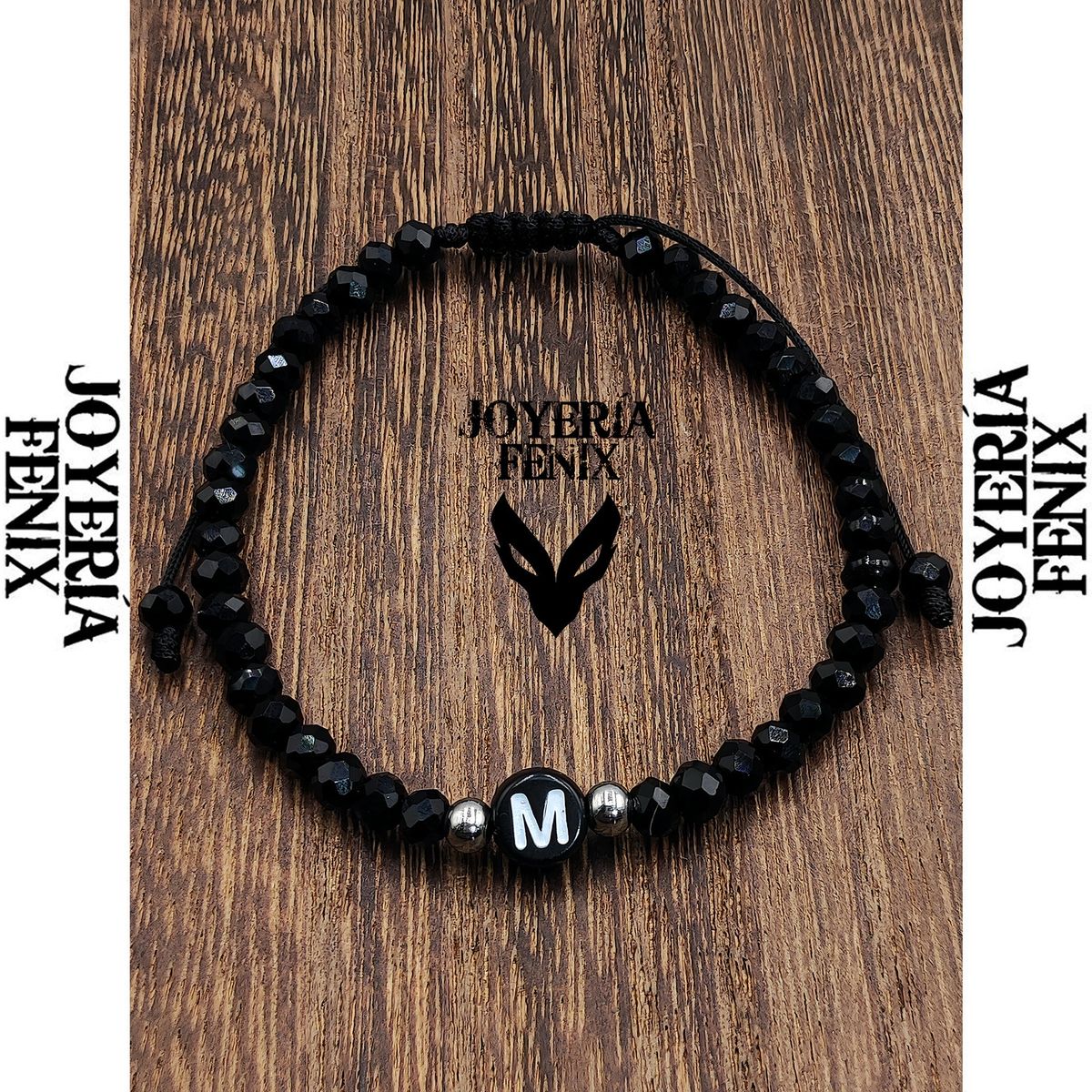 JOYERIA FENIX - Pulsera Letra Inicial - Negro