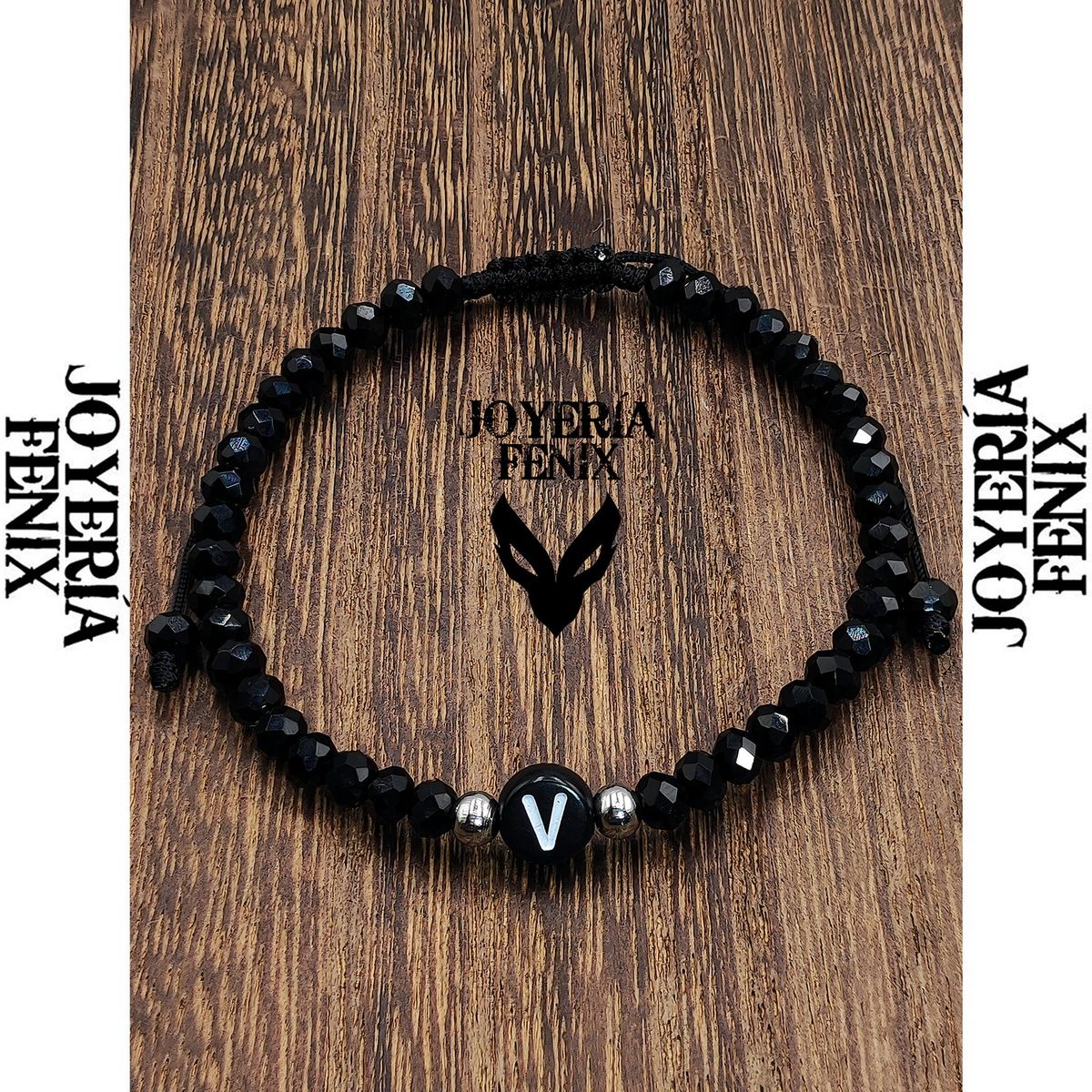 JOYERIA FENIX - Pulsera Letra Inicial - Negro