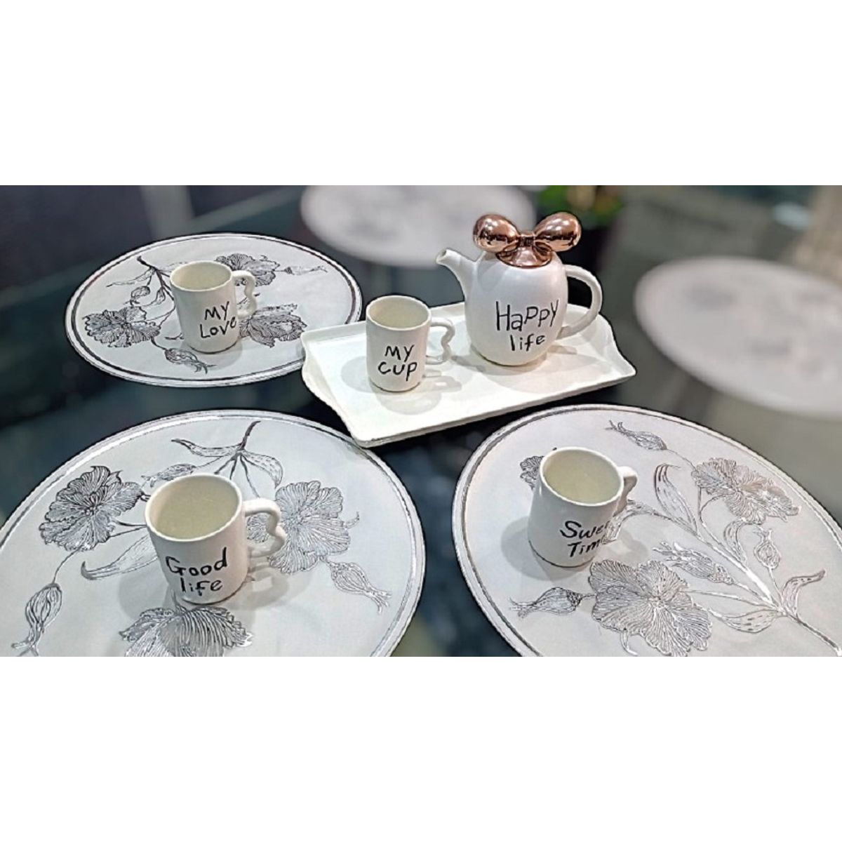 GENERICO - Individuales de Mesa Comedor 6 piezas Plateado A1