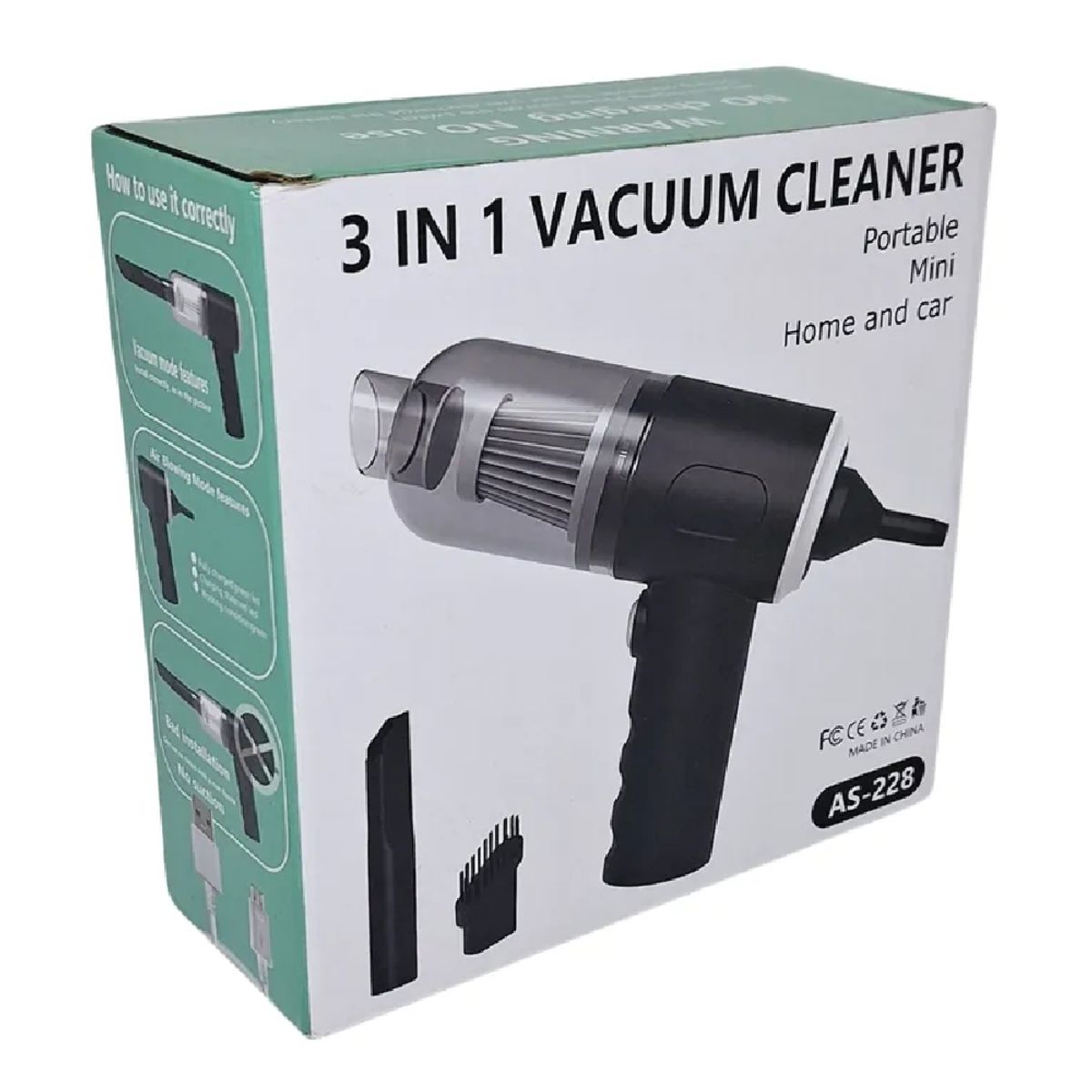 GENERICO - Aspiradora Inalámbrica Recargable 3 en 1 para Auto AS-228