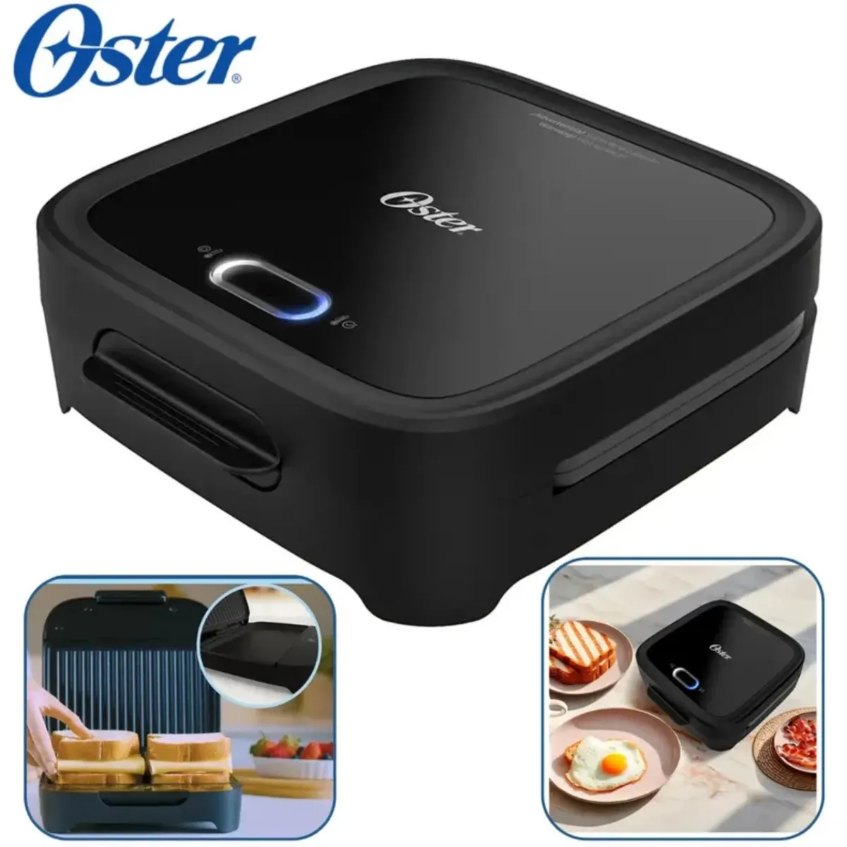 OSTER - Sandwichera Compacta con Platos Hondos Negro CKSTSM400 Oster