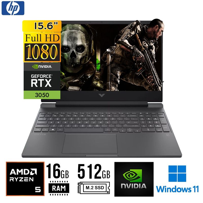 HP - LAPTOP HP VICTUS 15 fb2002la 15.6" FHD AMD Ryzen 5 8645HS 16GB DDR5 SSD 512GB RTX 3050 6GB W11