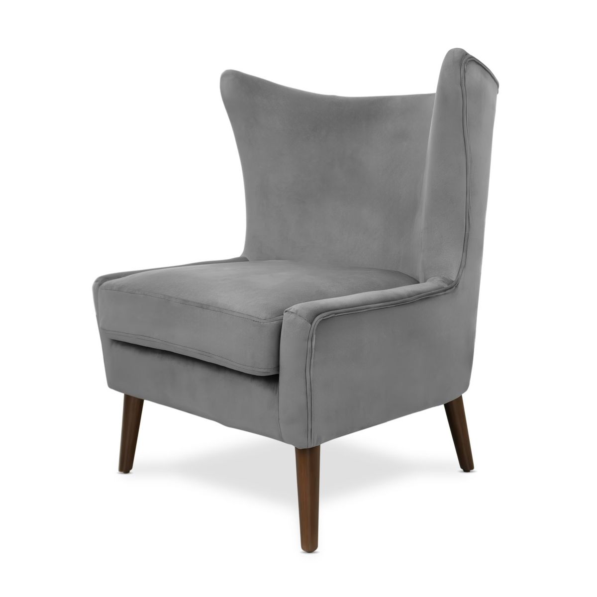 XION - Sillón Moderno Feng de Terciopelo Gris Elegante y Cómodo