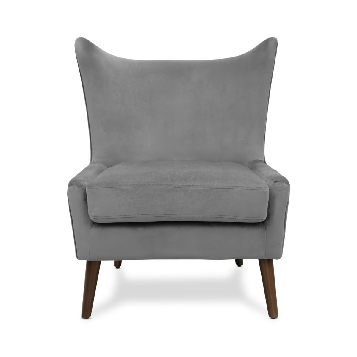 XION - Sillón Moderno Feng de Terciopelo Gris Elegante y Cómodo