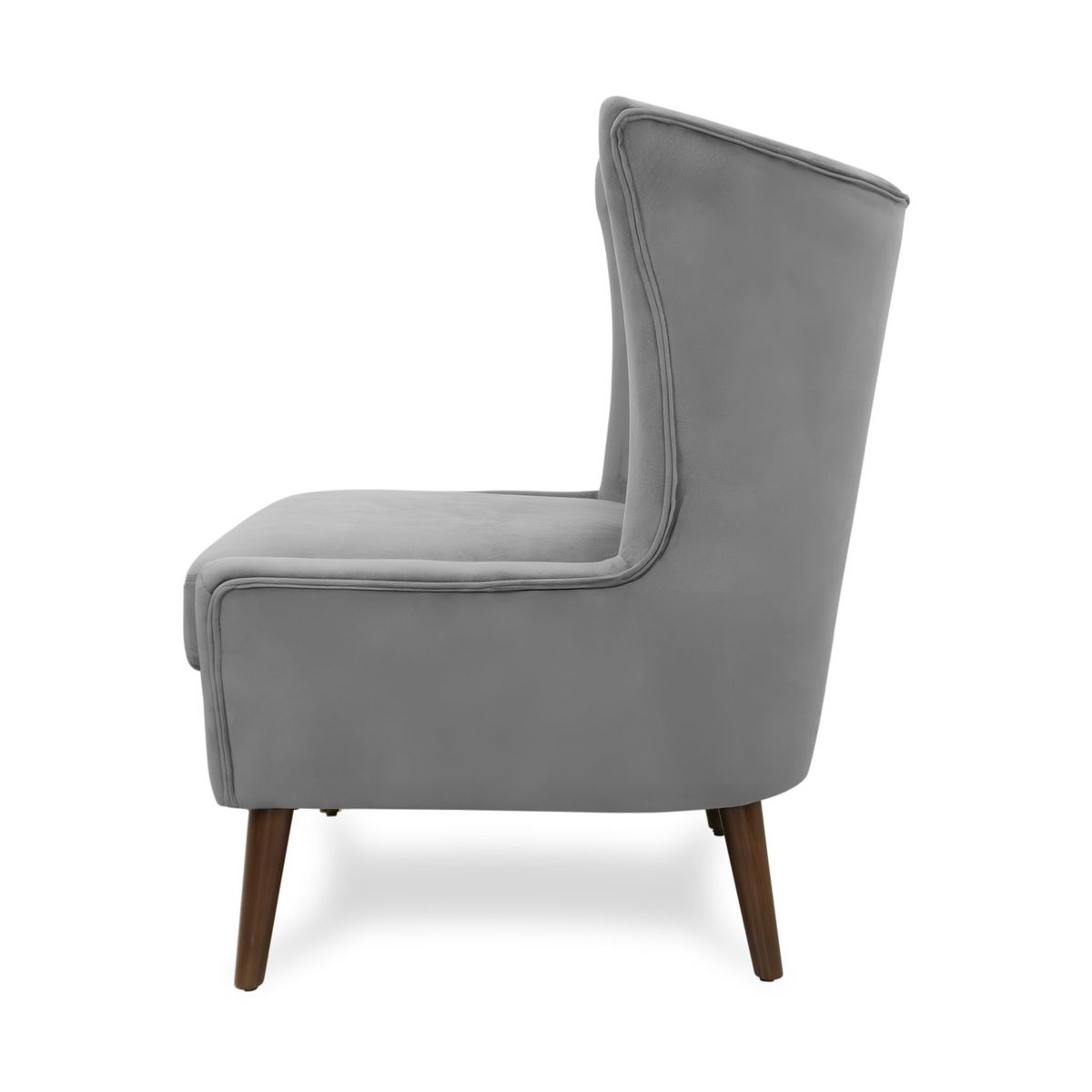 XION - Sillón Moderno Feng de Terciopelo Gris Elegante y Cómodo