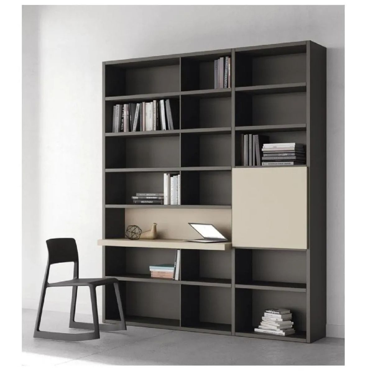 TU MESITA - Librero Contemporáneo con Escritorio Lucero Gris 1 puerta TU MESITA