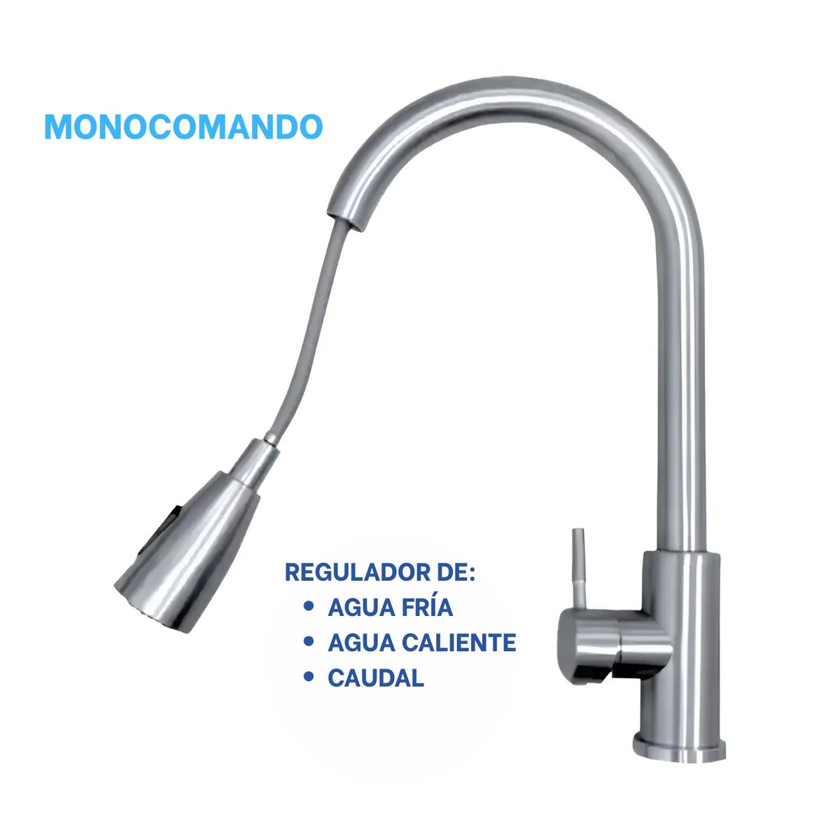 VALMAX - Caño de Grifo Ganso Retráctil Mezcladora Monocomando Valmax